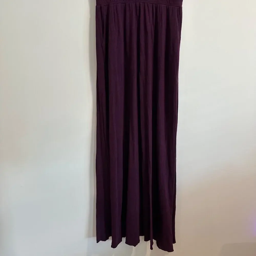 Free People Beach Audrina Maxi Dress Size Large Cut Out Back Purple Short Sleeve